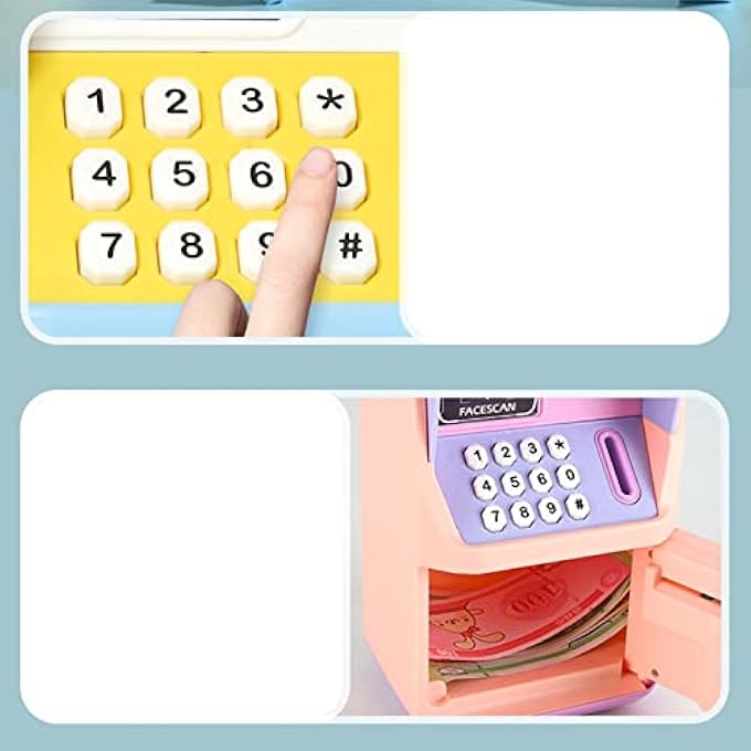 rayihni ATM, SAVINGS BANK, MINI BANK FOR REAL MONEY, ECONOMY MACHINE FOR ADULTS AND CHILDREN, SIMULATION, FACE RECOGNITION FOR CHILDREN OVER 3 YEARS (PINK) - Image 5